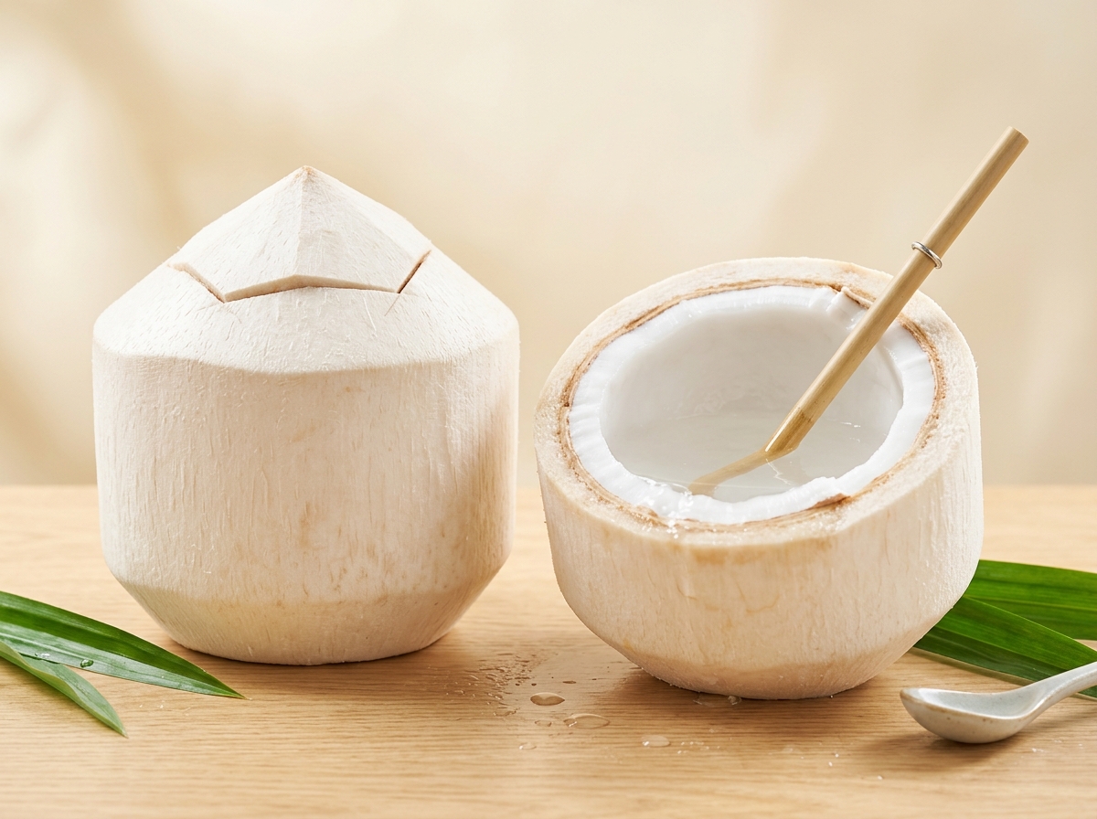 Fresh Young Siam Coconuts Diamond Cut