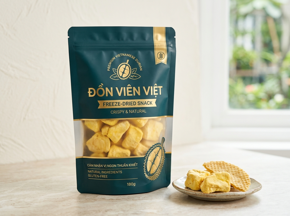 Packaged Freeze-Dried Durian Snack Pouch